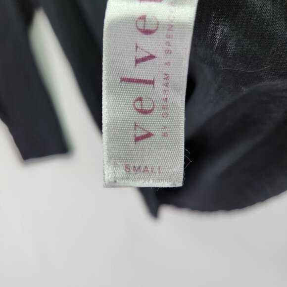 VELVET Graham & Spencer Angelina Black Top Small Pleated Quarter Puff Sleeve - Picture 8 of 11